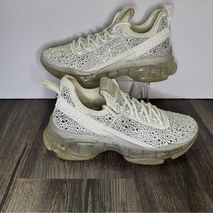 🔥Steve Madden Women Maxima-R White Bling Rhinestones Concert Sneaker Shoe Sz8.5